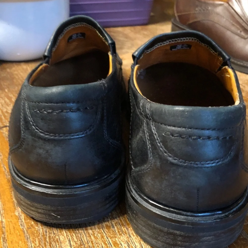 Ecco Black Leather Slip-On Loafers for Men